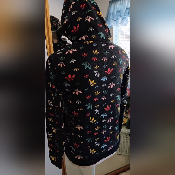 BOGO Sale 🌞 Adidas~Black Colorful Monogram Hooded Sweatshirt Unisex - Picture 14 of 16